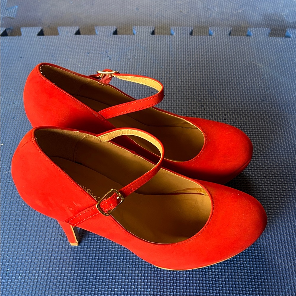 Elegant Red Mary Jane Heels